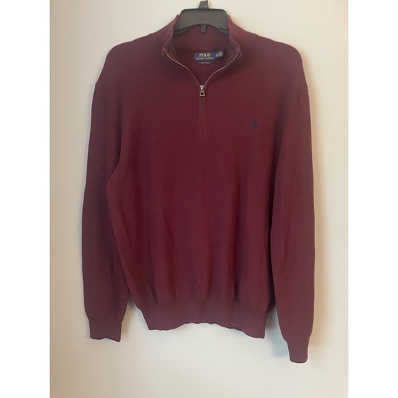 POLO RALPH LAUREN Mens XXL TTG Merino Wool 1/4 Zip Long Sleeve Sweater - Picture 3 of 4